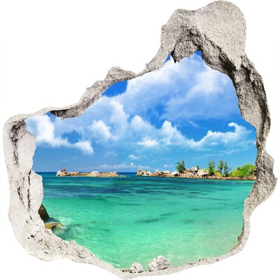 Dziura 3d w ścianie naklejka Seszele plaża