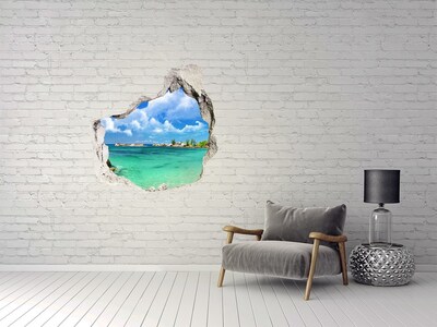 Dziura 3d w ścianie naklejka Seszele plaża