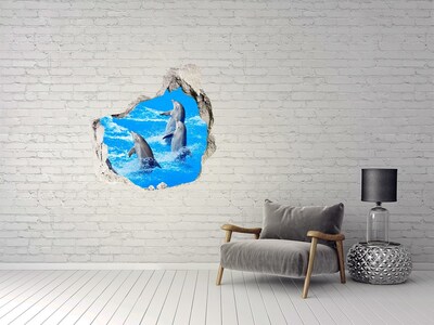 Dziura 3d fototapeta na ścianę naklejka Delfiny