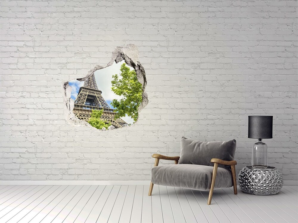 Fototapeta dziura na ścianę 3d Wieża Eiffla Paryż