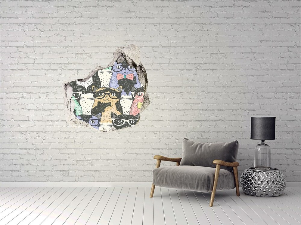 Dziura 3d fototapeta naklejka Koty w okularach