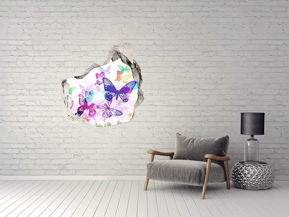 Dziura 3d fototapeta na ścianę Kolorowe motyle