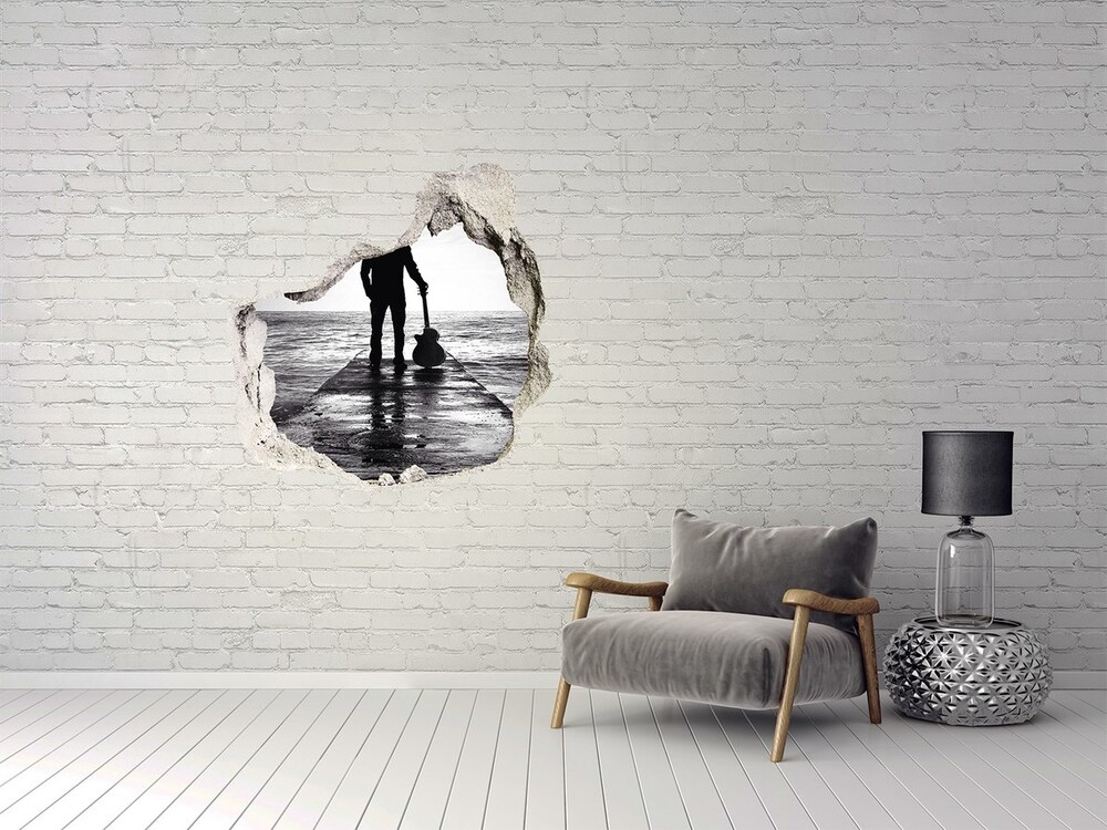 Fototapeta dziura na ścianę Gitarzysta na molo