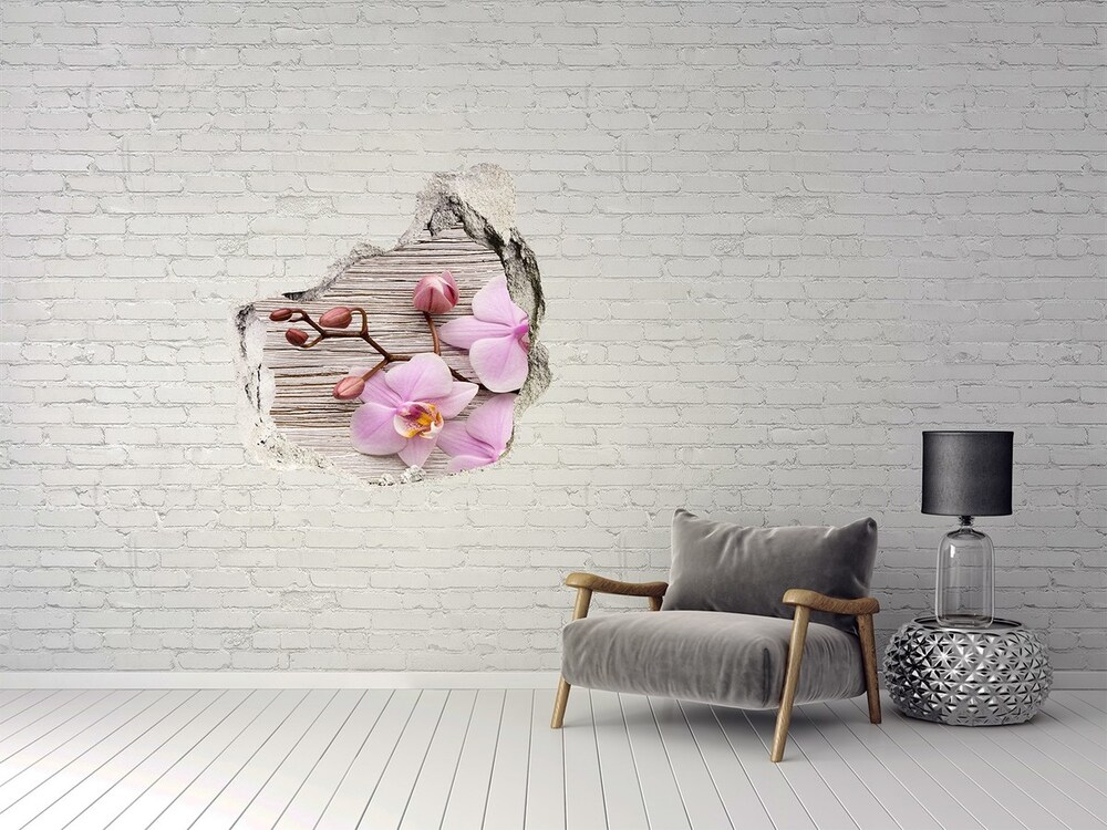 Samoprzylepna dziura na ścianę Orchidea na drewnie