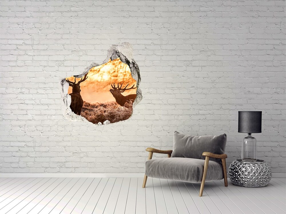 Dziura 3d fototapeta naklejka Jelenie wschód