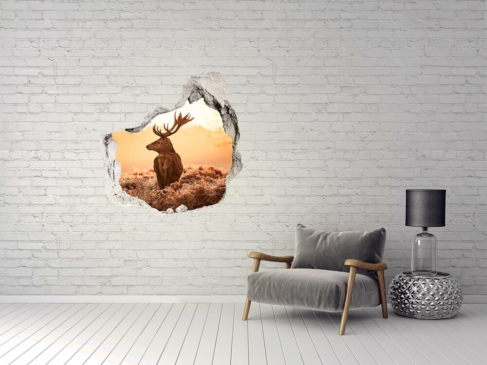 Dziura 3d fototapeta na ścianę Jeleń wschód słońca