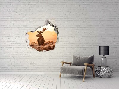 Dziura 3d fototapeta na ścianę Jeleń wschód słońca