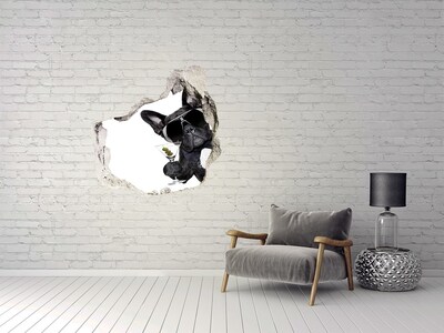 Dziura 3d fototapeta naklejka Pies z martini