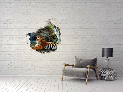 Dziura 3d fototapeta naklejka Tygrys wodospad