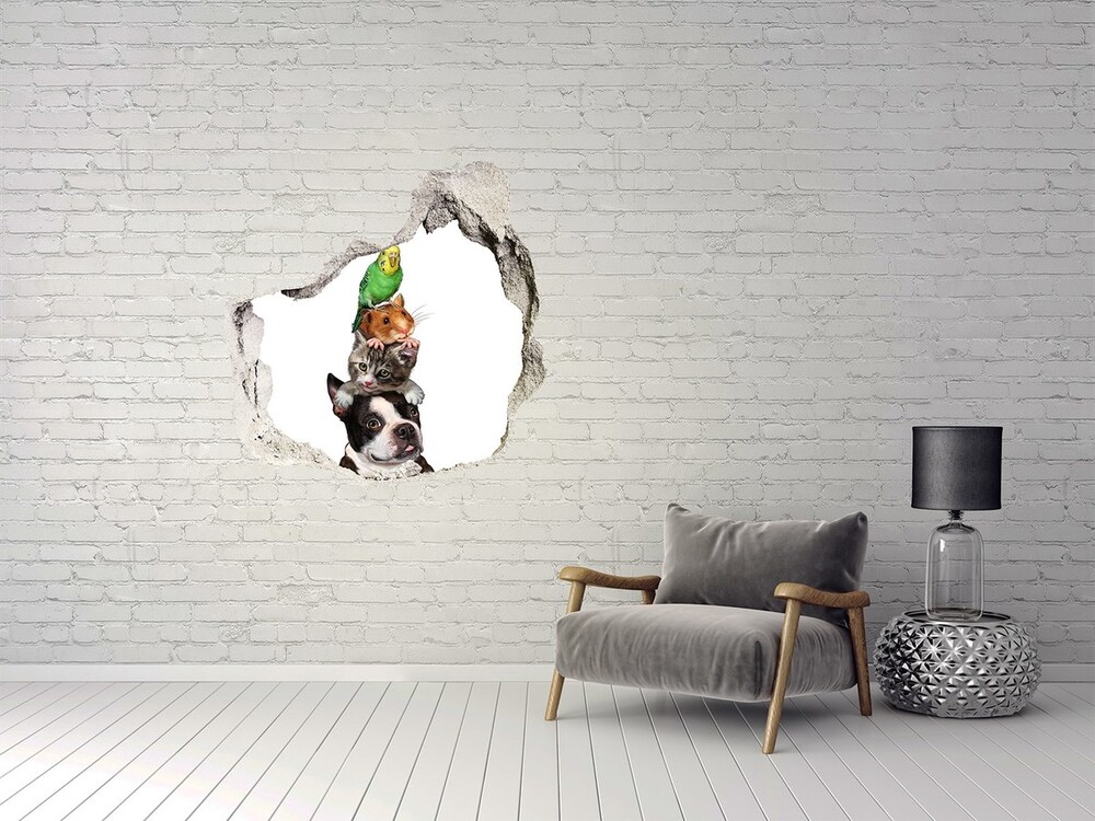 Dziura 3d fototapeta na ścianę Grupa zwierząt