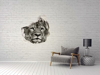 Dziura 3d fototapeta naklejka Lew