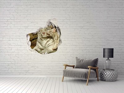 Dziura 3d fototapeta naklejka Tygrysy