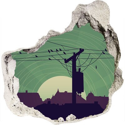 Dziura 3d fototapeta naklejka Ptaki miasto