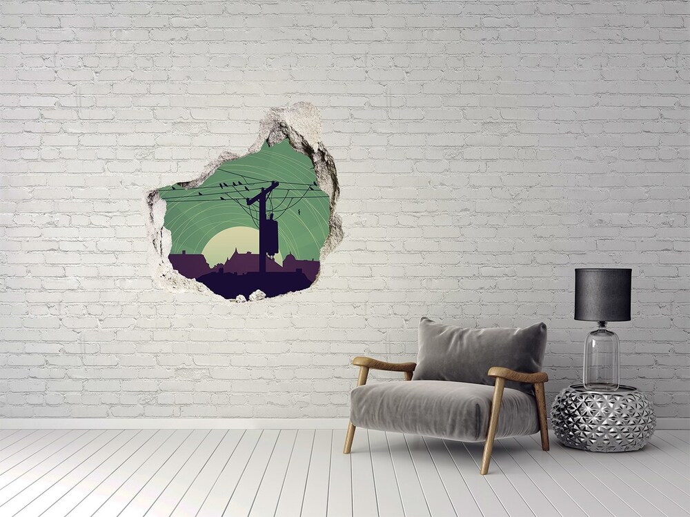 Dziura 3d fototapeta naklejka Ptaki miasto