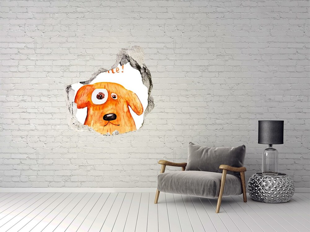 Dziura 3d fototapeta na ścianę naklejka Pies
