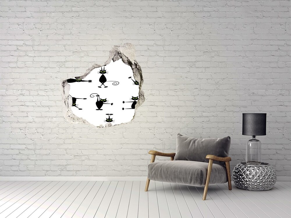 Dziura 3d fototapeta ścienna Koty ilustracja