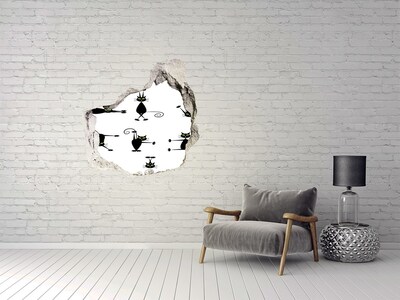 Dziura 3d fototapeta ścienna Koty ilustracja