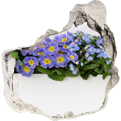 Naklejka 3D dziura na ścianę Niebieskie kwiaty
