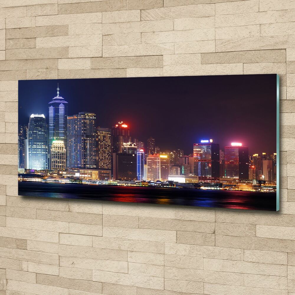 Foto obraz szkło akryl Hongkong nocą