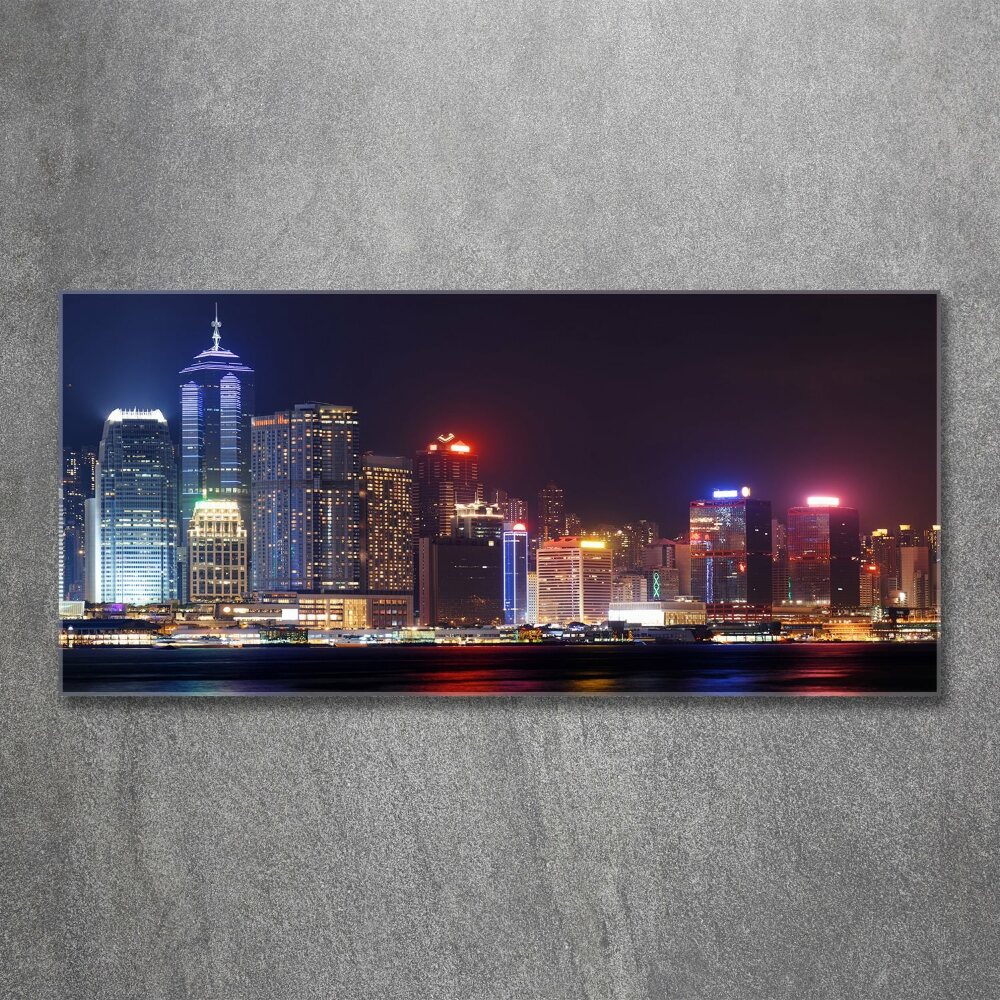 Foto obraz szkło akryl Hongkong nocą