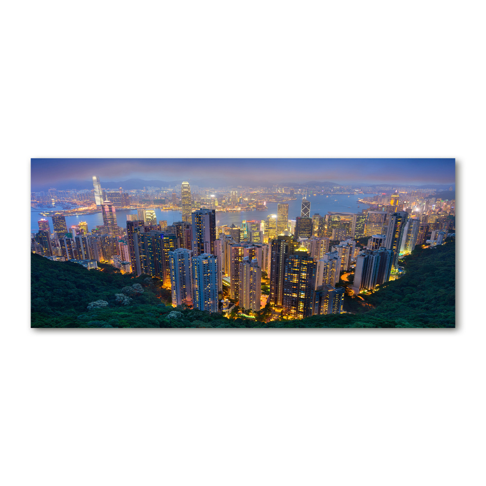 Foto obraz szkło akryl Hongkong nocą