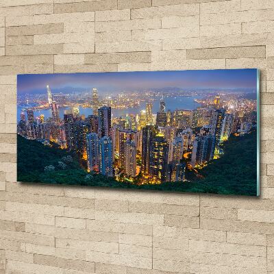 Foto obraz szkło akryl Hongkong nocą