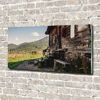 Foto obraz akryl Drewniany dom góry