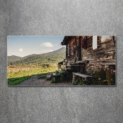 Foto obraz akryl Drewniany dom góry