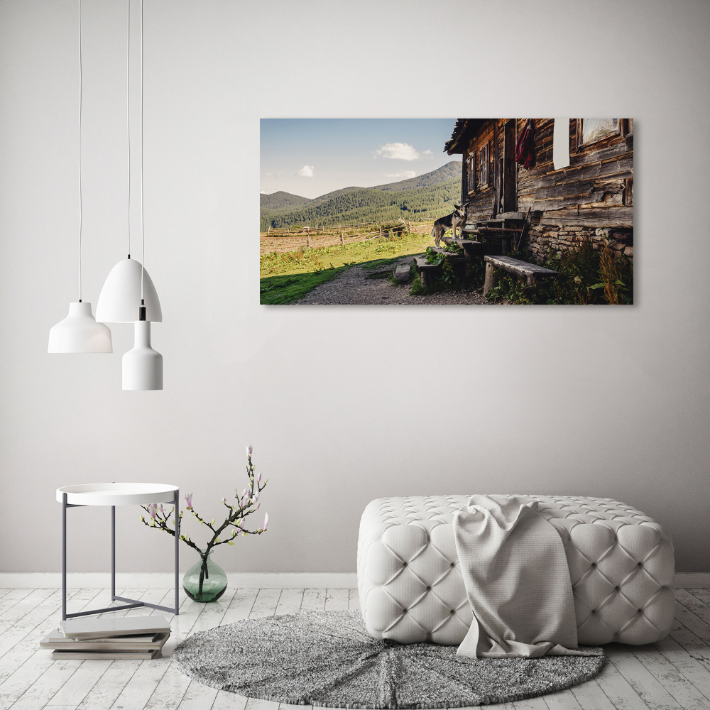 Foto obraz akryl Drewniany dom góry