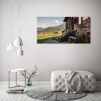Foto obraz akryl Drewniany dom góry
