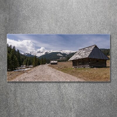 Foto obraz szkło akryl Domek w górach