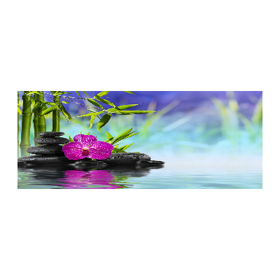 Foto obraz szkło akryl Orchidea bambus