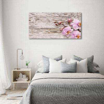 Obraz zdjęcie akryl Orchidea na drewnie
