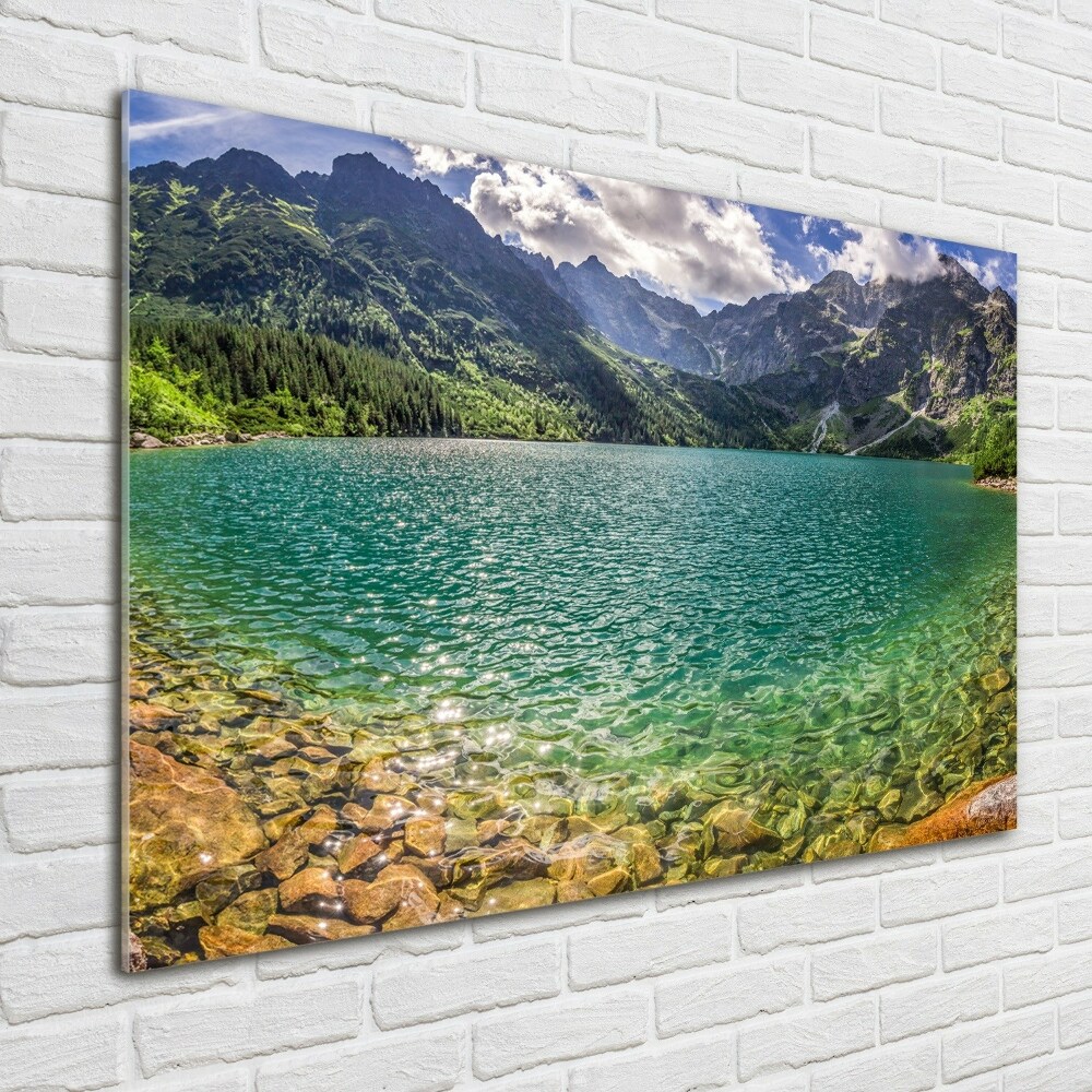 Foto obraz szkło akryl Jezioro w górach