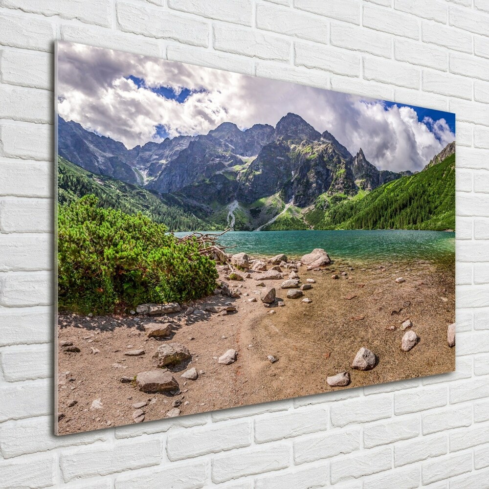 Foto obraz szkło akryl Jezioro w górach