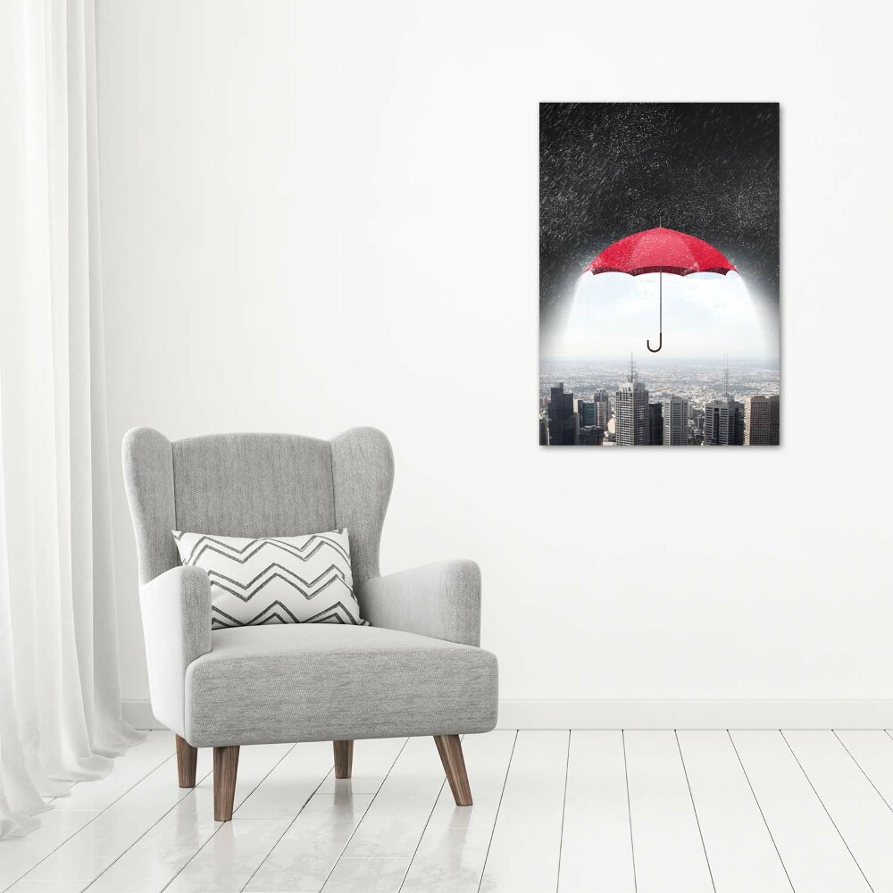 Foto obraz szkło akryl pionowy Parasol nad miastem