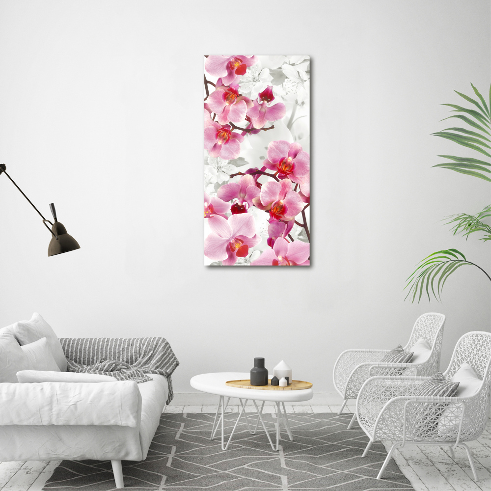 Obraz zdjęcie szkło akryl pionowy Różowa orchidea