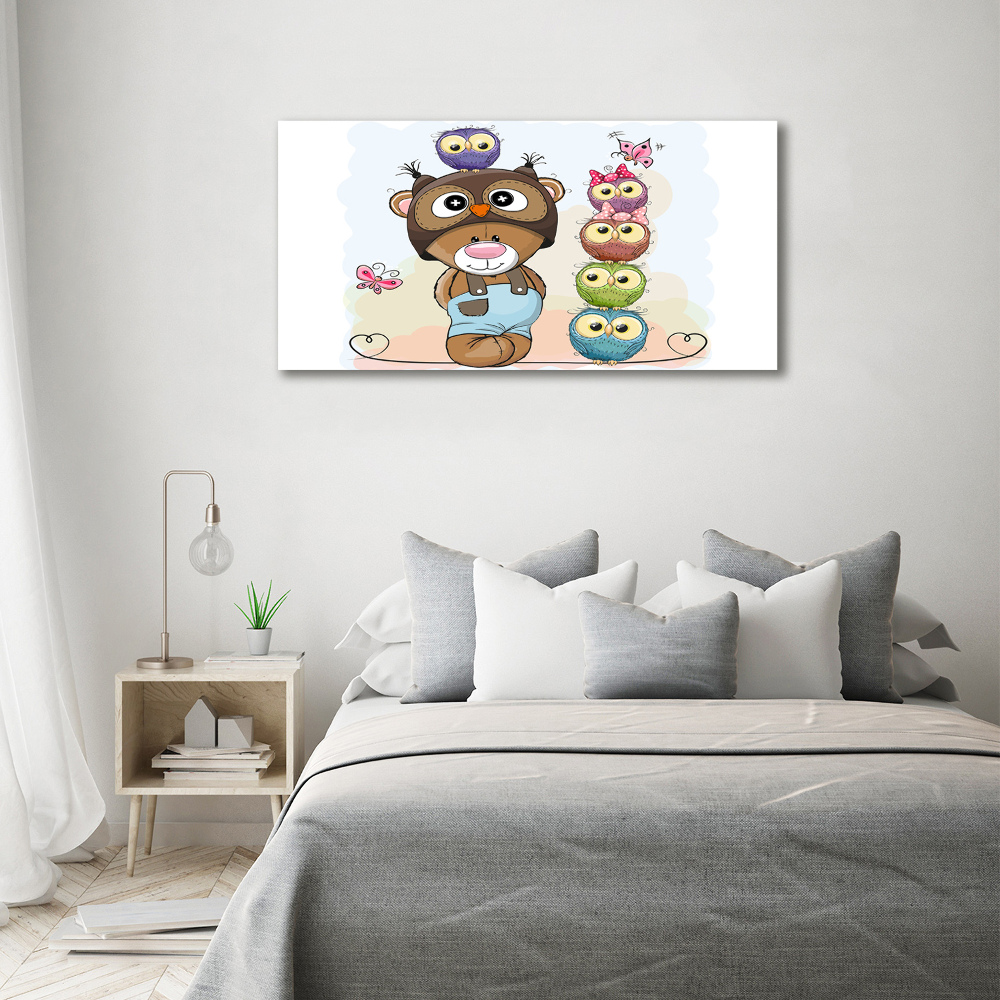 Foto obraz canvas Miś i sowy