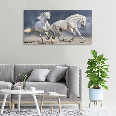 Obraz canvas do salonu Białe konie plaża