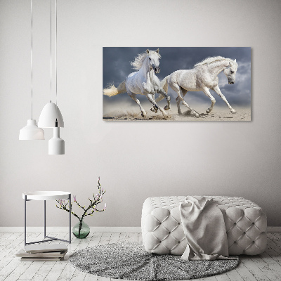 Obraz canvas do salonu Białe konie plaża