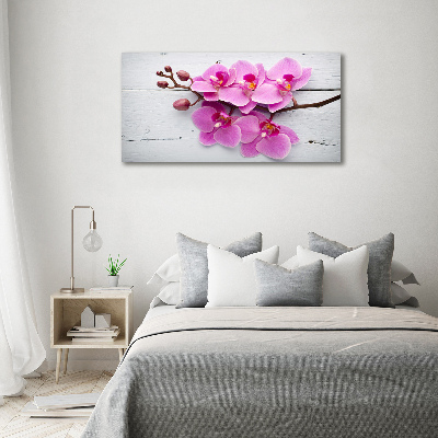 Foto obraz na płótnie Orchidea na drewnie