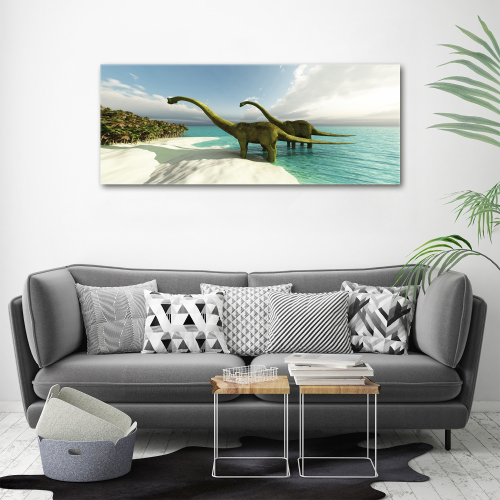 Foto obraz na płótnie Dinozaury na plaży