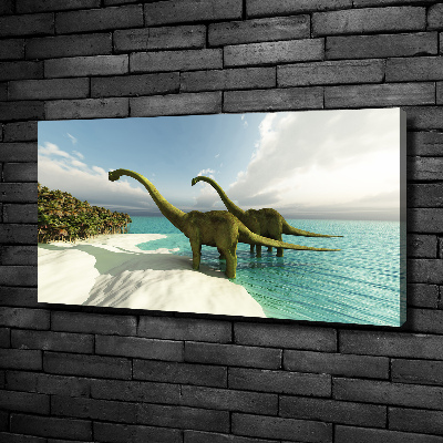 Foto obraz na płótnie Dinozaury na plaży