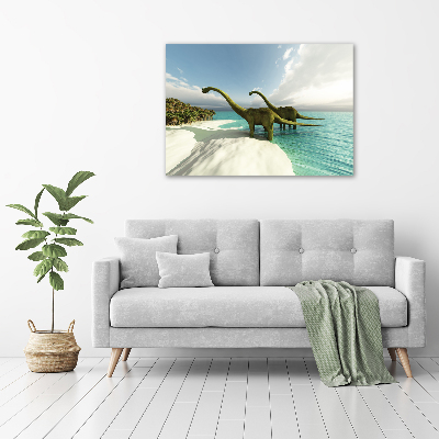 Foto obraz na płótnie Dinozaury na plaży