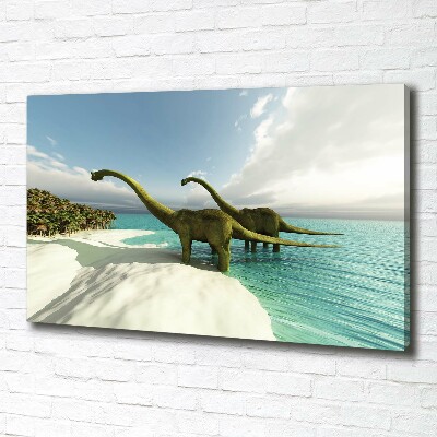Foto obraz na płótnie Dinozaury na plaży