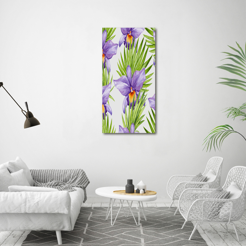 Foto obraz na płótnie pionowy Orchidea i palmy
