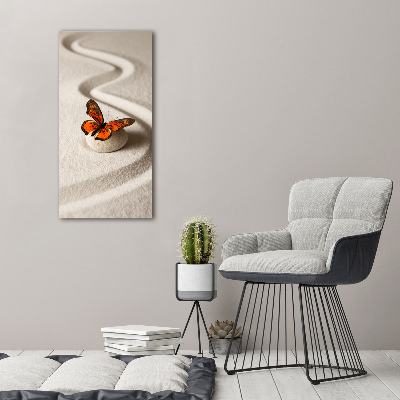 Foto obraz na płótnie pionowy Kamień zen i motyl