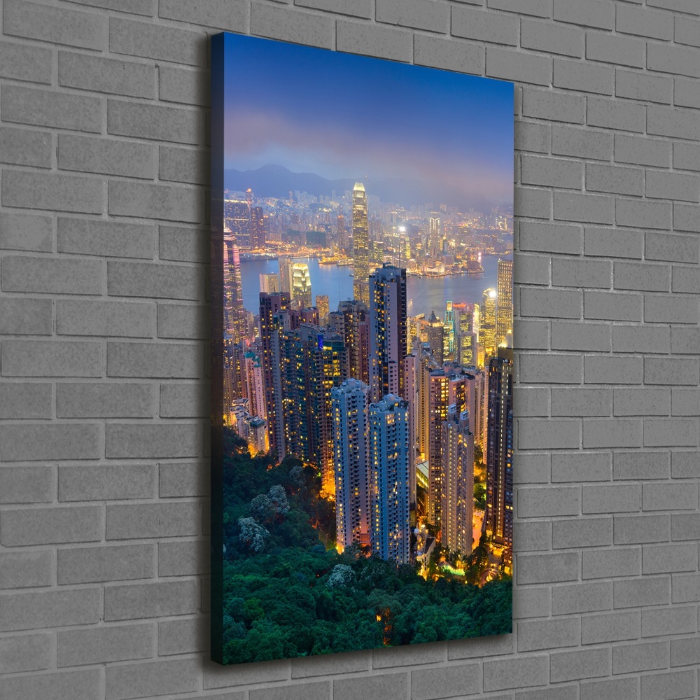 Foto obraz na płótnie pionowy Hongkong nocą