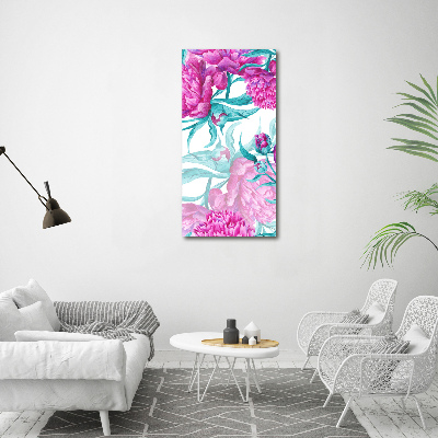 Nowoczesny obraz canvas na ramie pionowy Piwonie