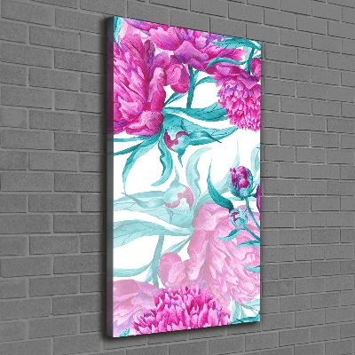 Nowoczesny obraz canvas na ramie pionowy Piwonie